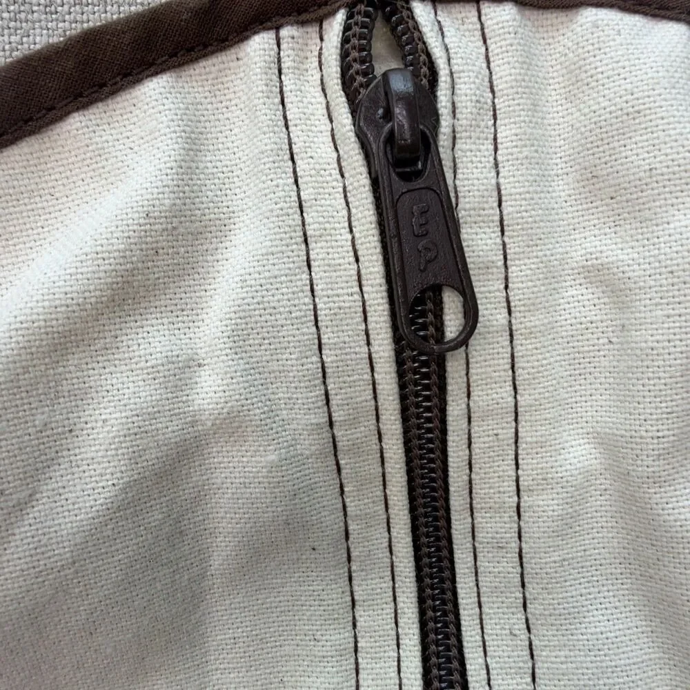 Hermes Paris Garment Bag 52” Long Canvas Suit Dress Cover Beige Brown Vintage